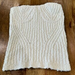 NBD Tara Boucle Knit Bustier Tube Top in White
